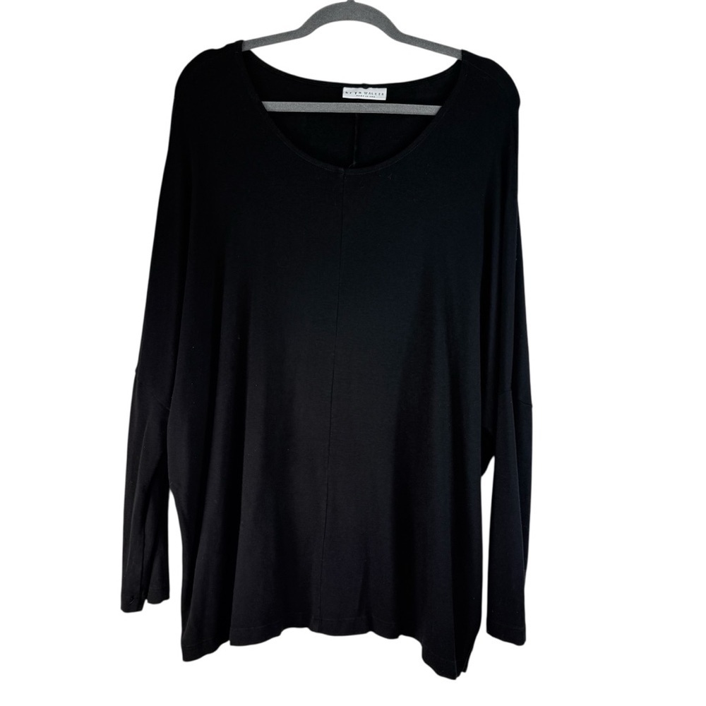 Bryn Walker Women’s  black jersey knit boxy tunic top Black Size Large Flawed